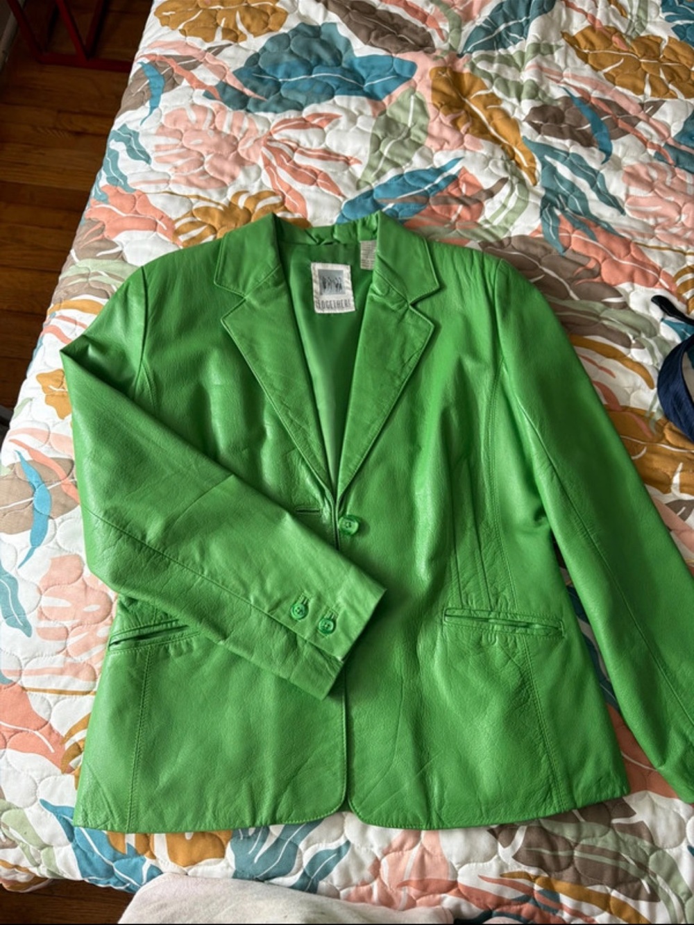Together Bright Green Leather Blazer Jacket